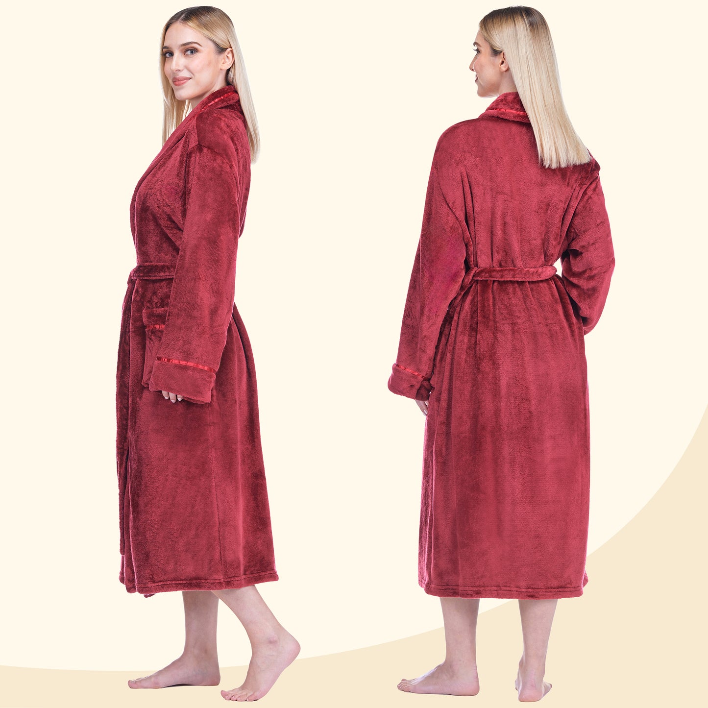Women's Satin Trim Fleece Robe