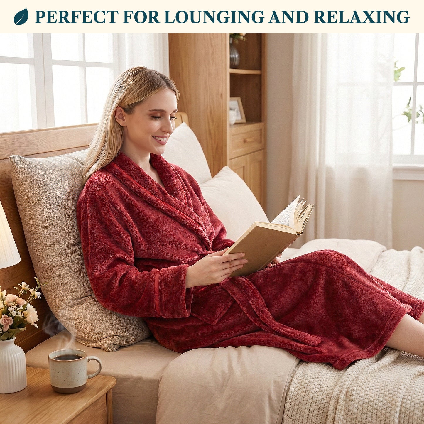 Women's Satin Trim Fleece Robe