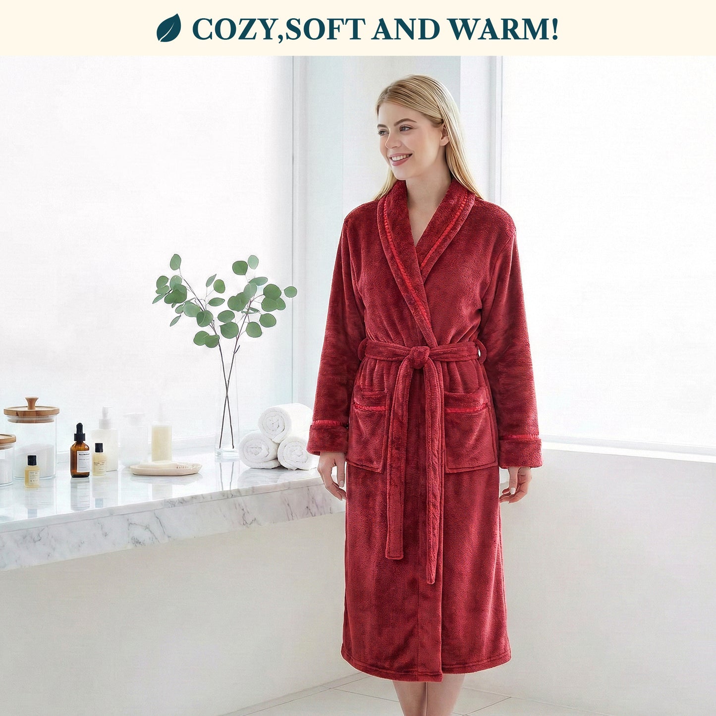 Women's Satin Trim Fleece Robe