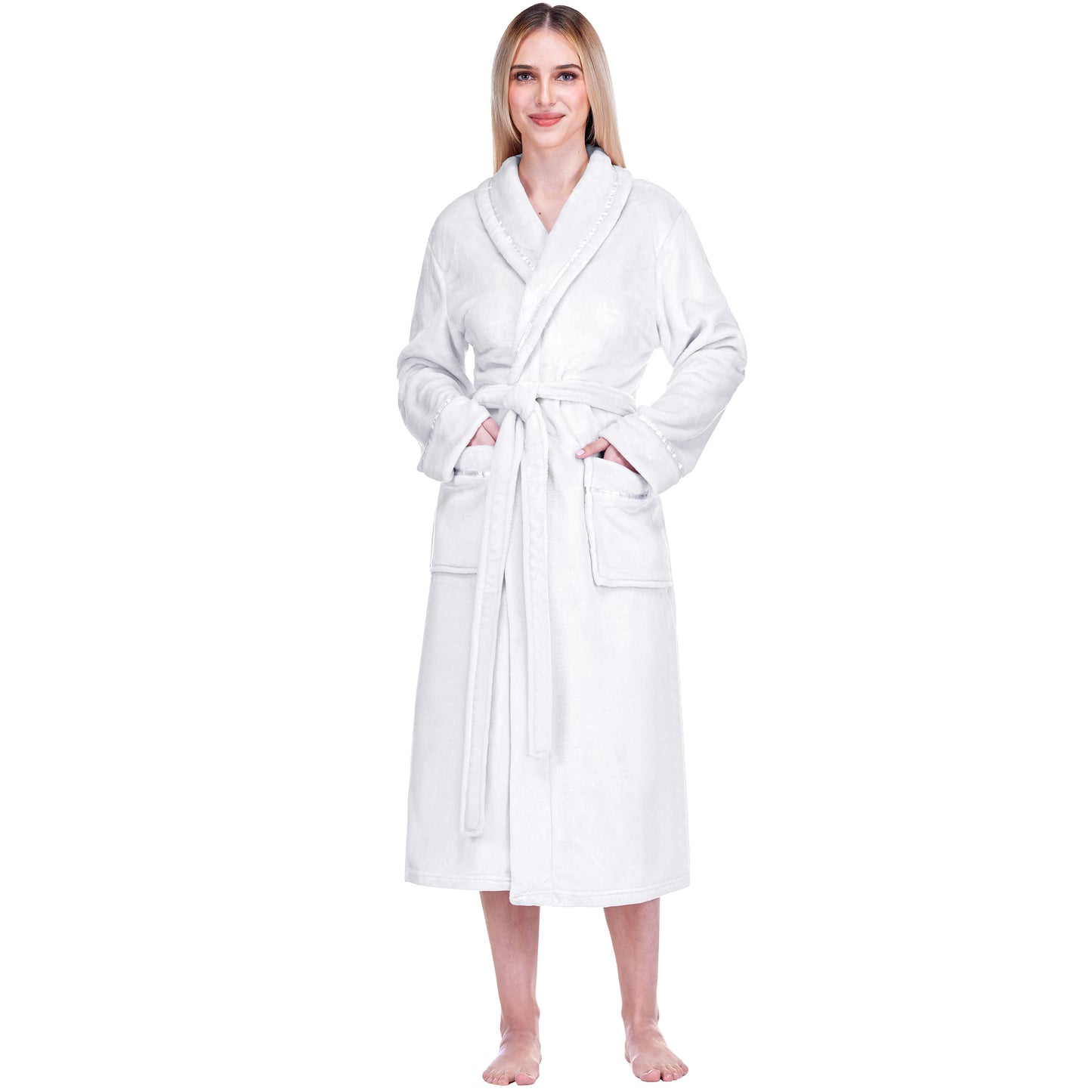Women's Satin Trim Fleece Robe