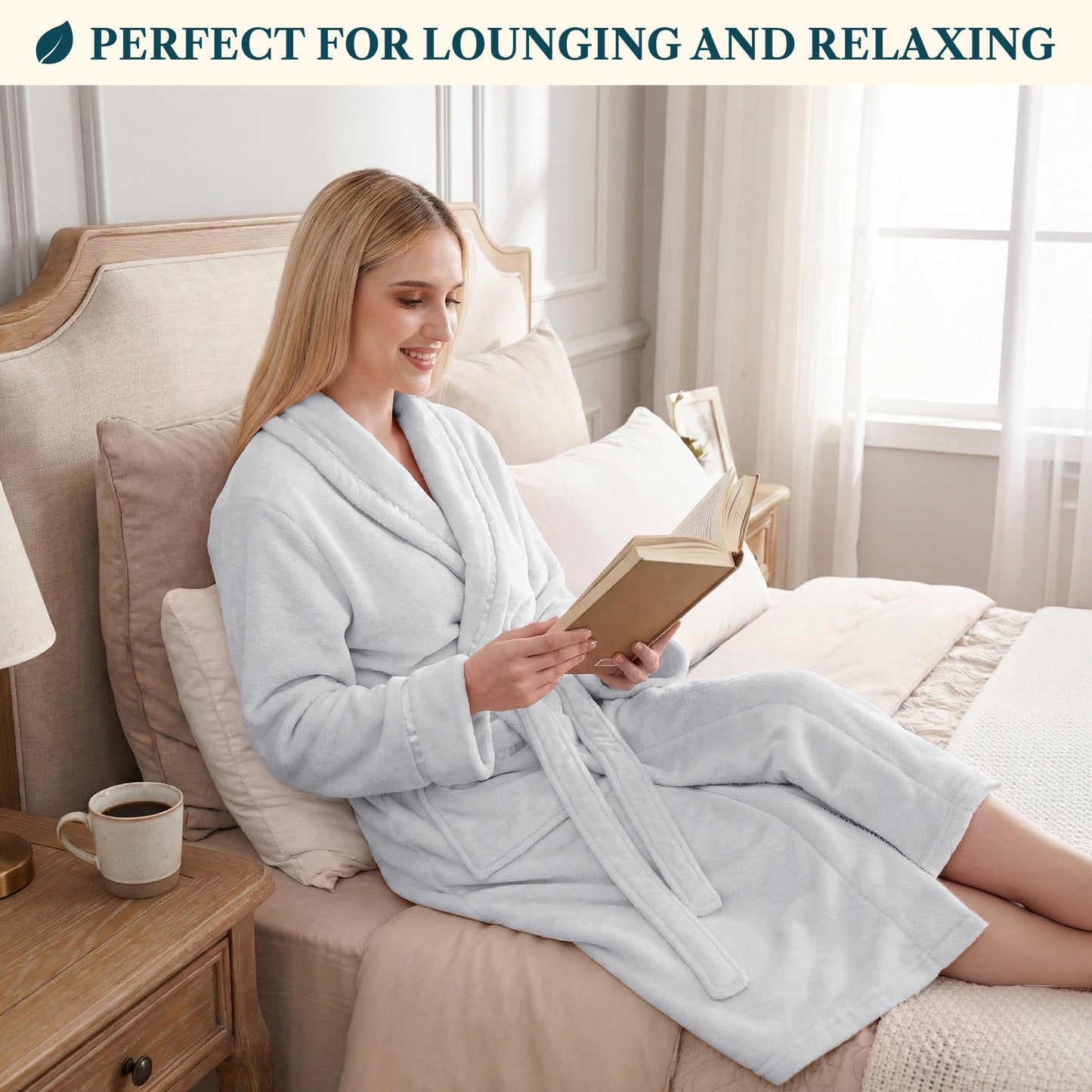 Women's Satin Trim Fleece Robe