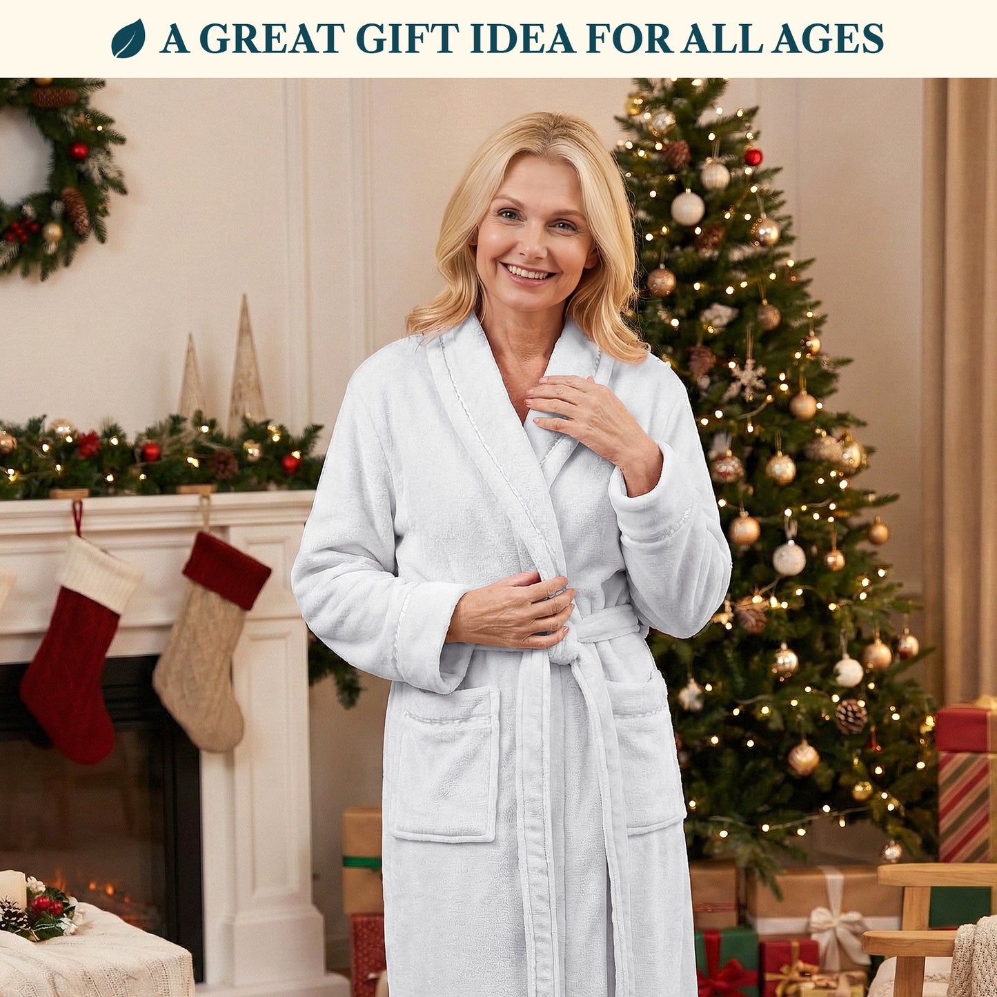 Women's Satin Trim Fleece Robe