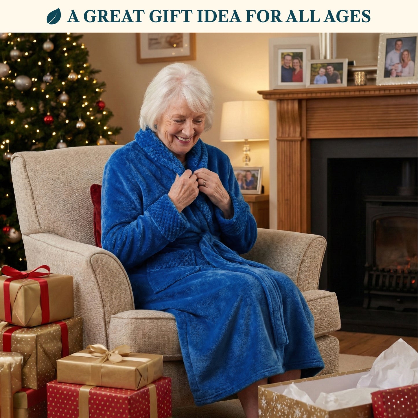 Women's Satin and Waffle Trim Fleece Robe