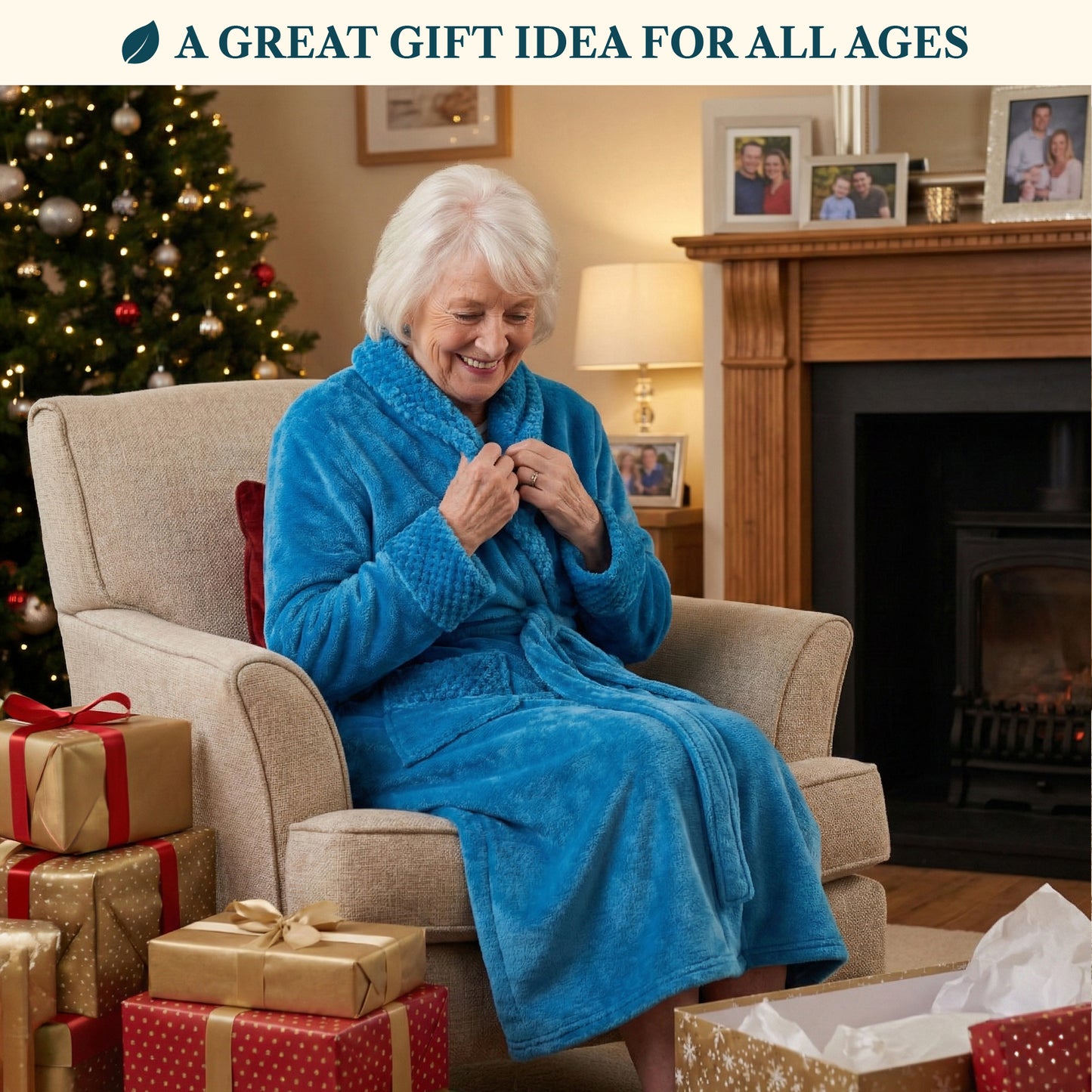 Women's Satin and Waffle Trim Fleece Robe