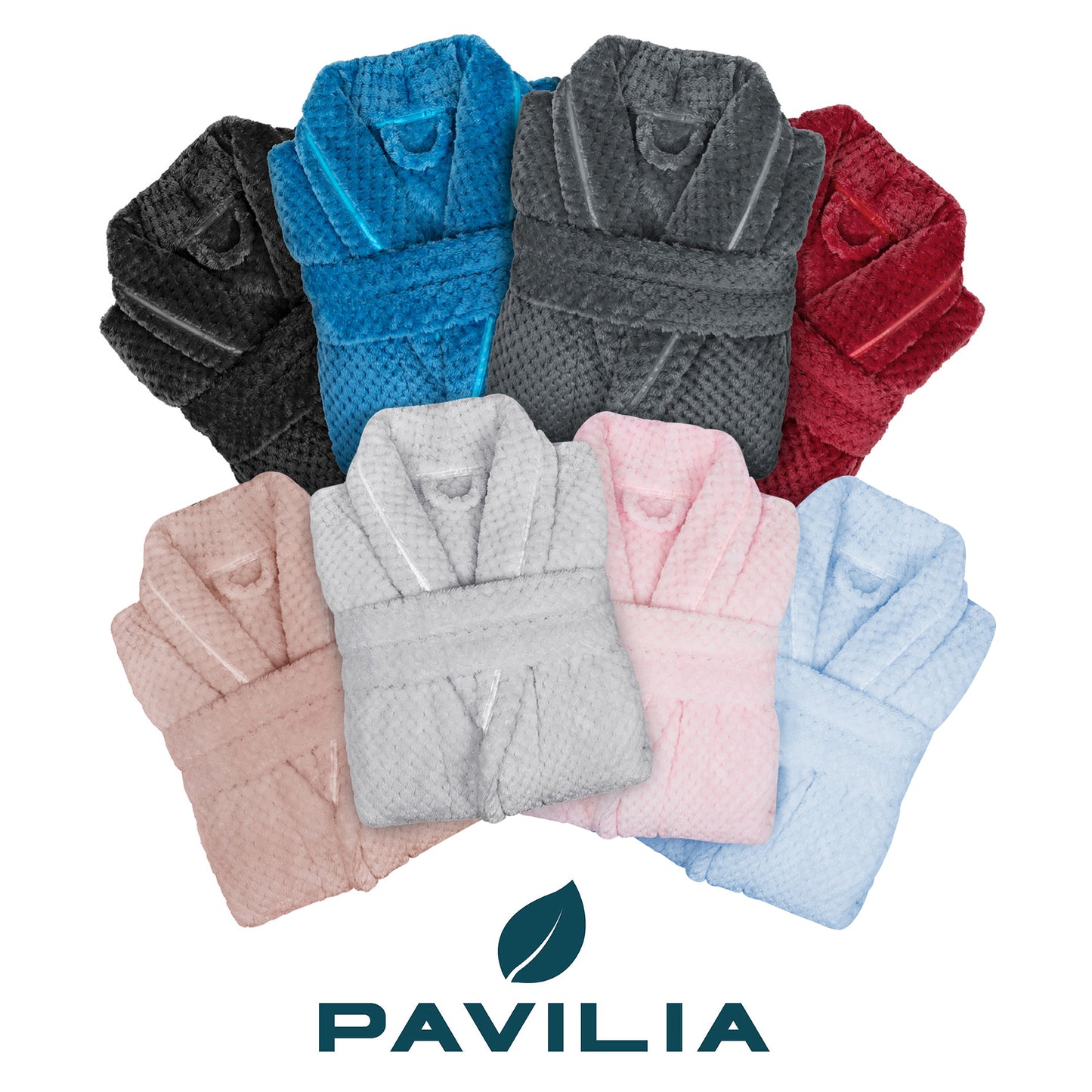 Women's Waffle Textured Satin Trim Fleece Robe