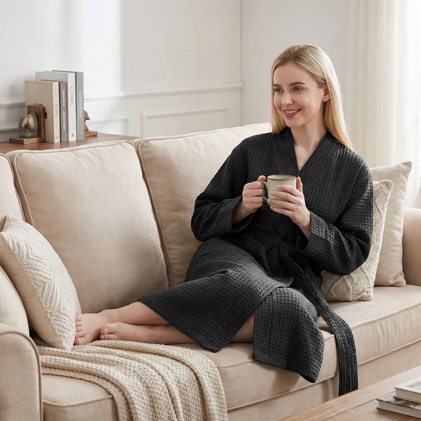 Women's Waffle Texture Knit Robe