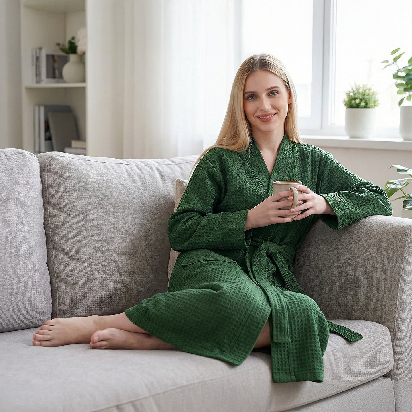 Women's Waffle Texture Knit Robe