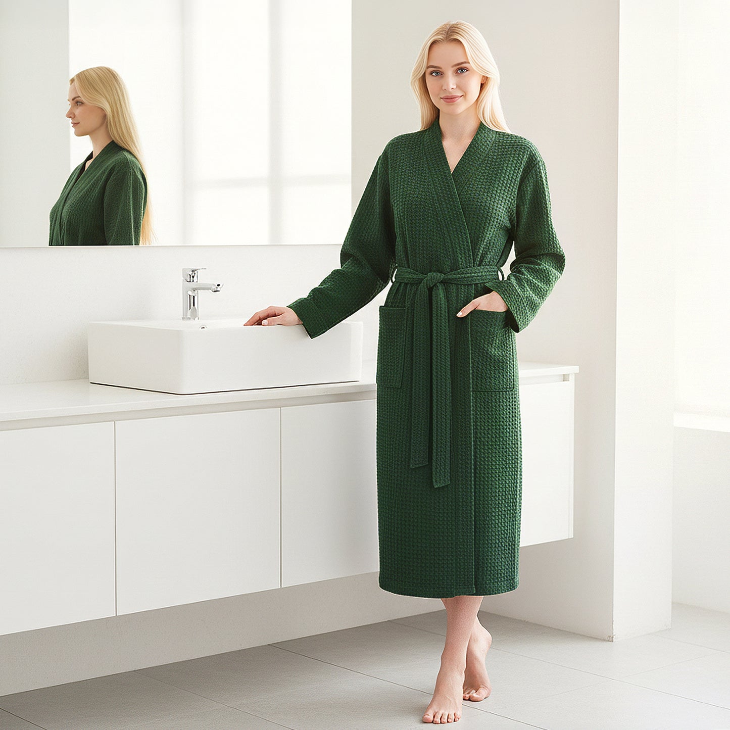 Women's Waffle Texture Knit Robe