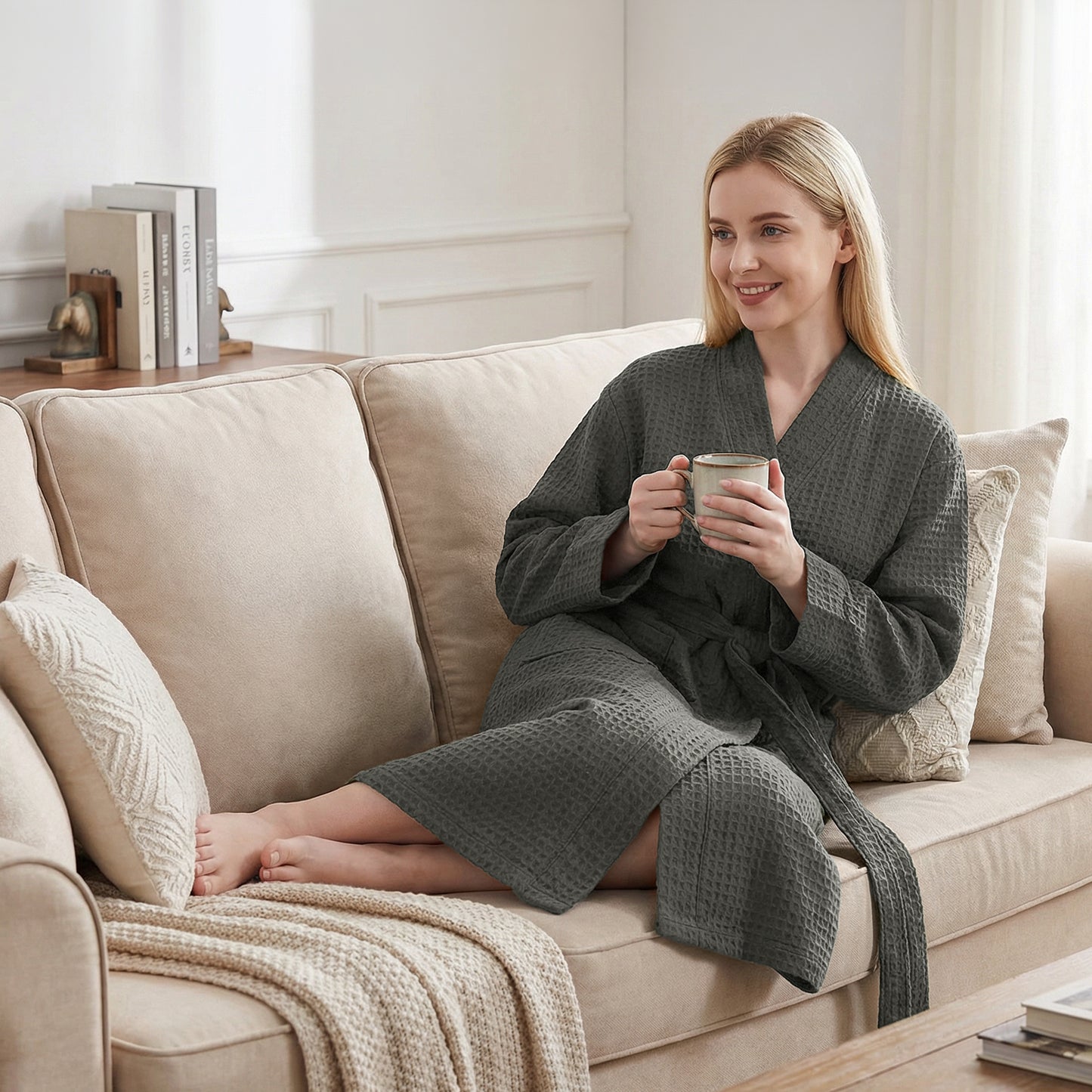 Women's Waffle Texture Knit Robe