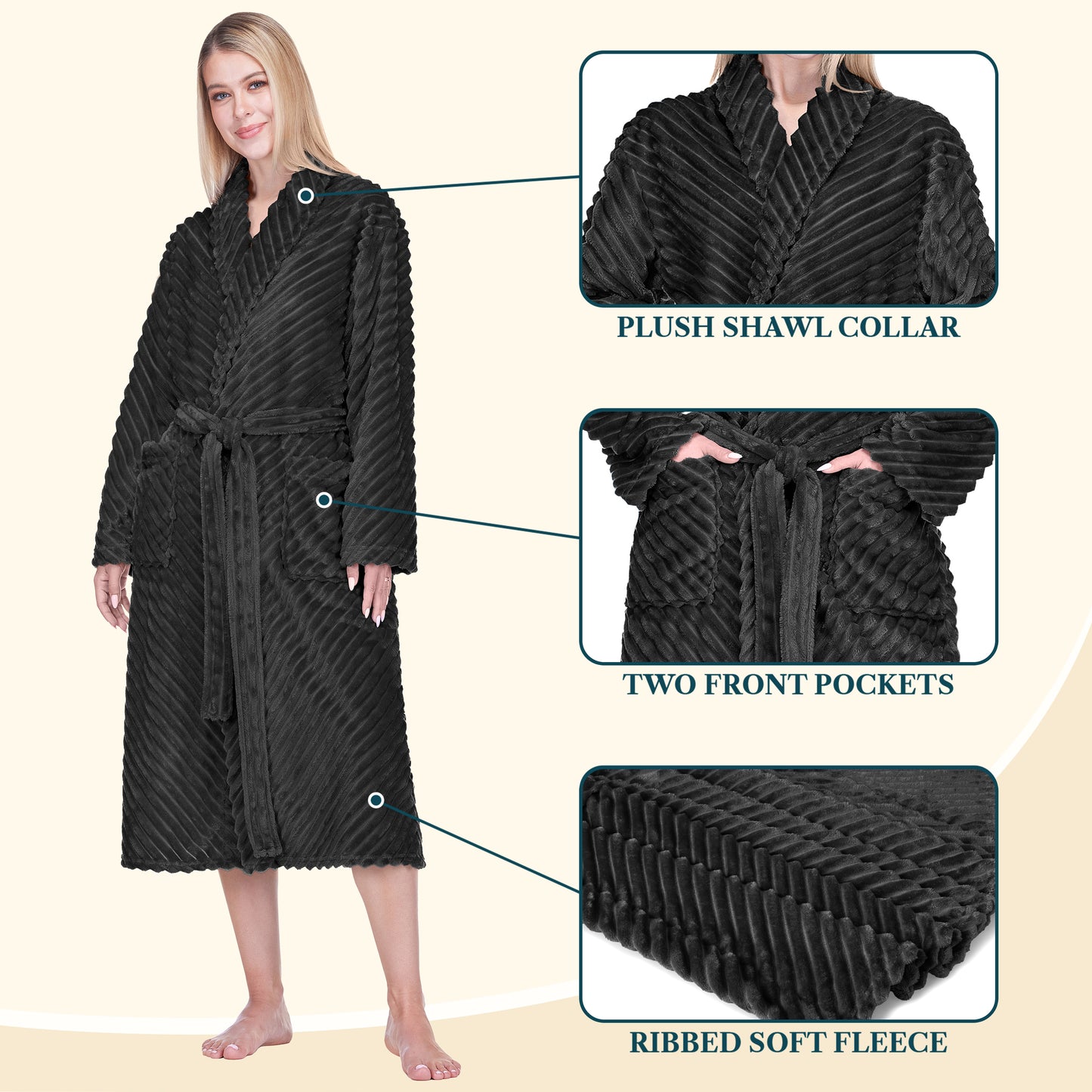 Women's Ribbed Fleece Robe