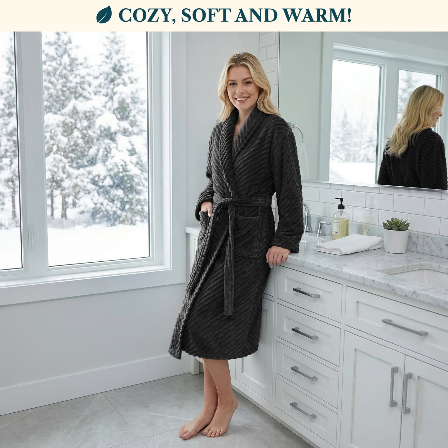 Women's Ribbed Fleece Robe