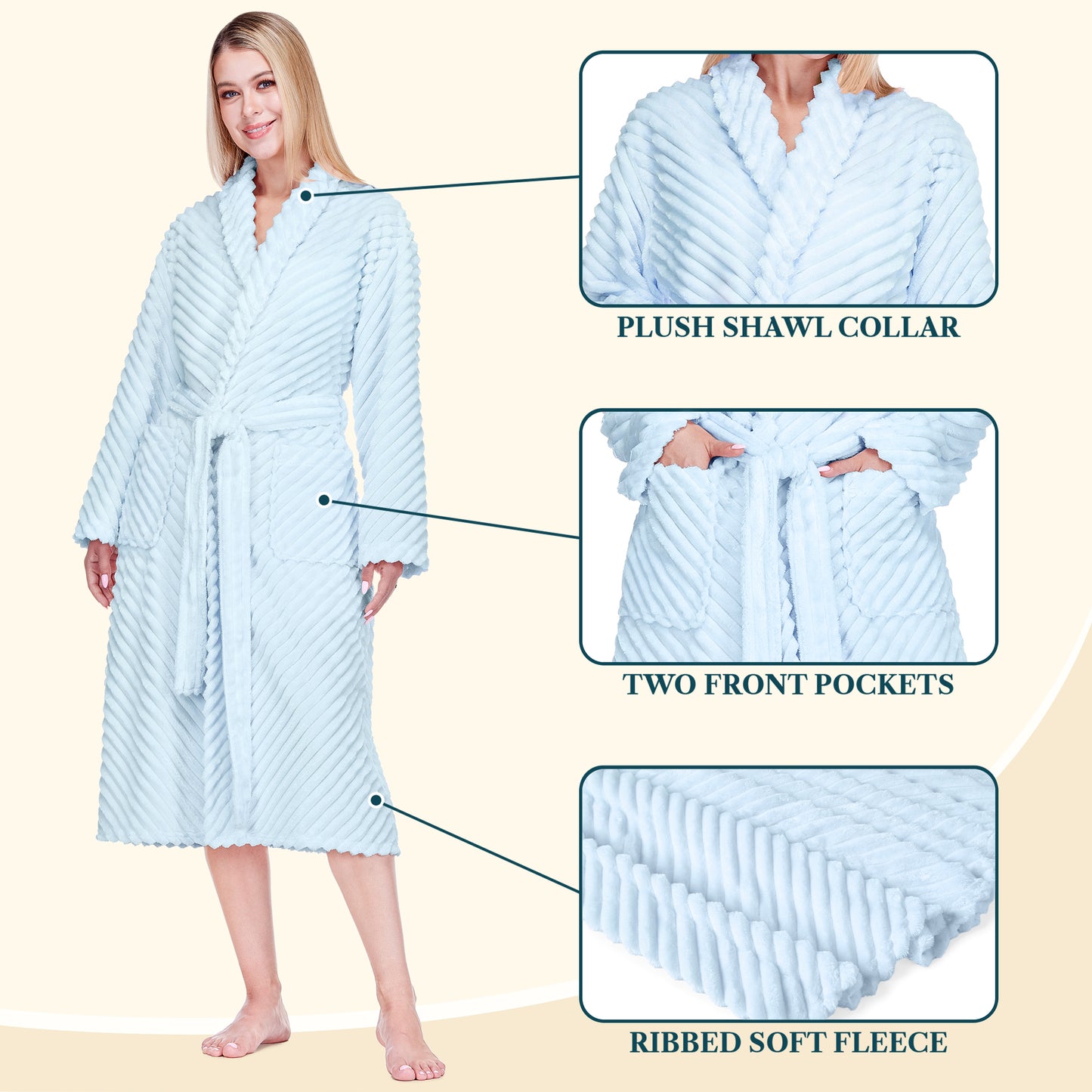 Women's Ribbed Fleece Robe