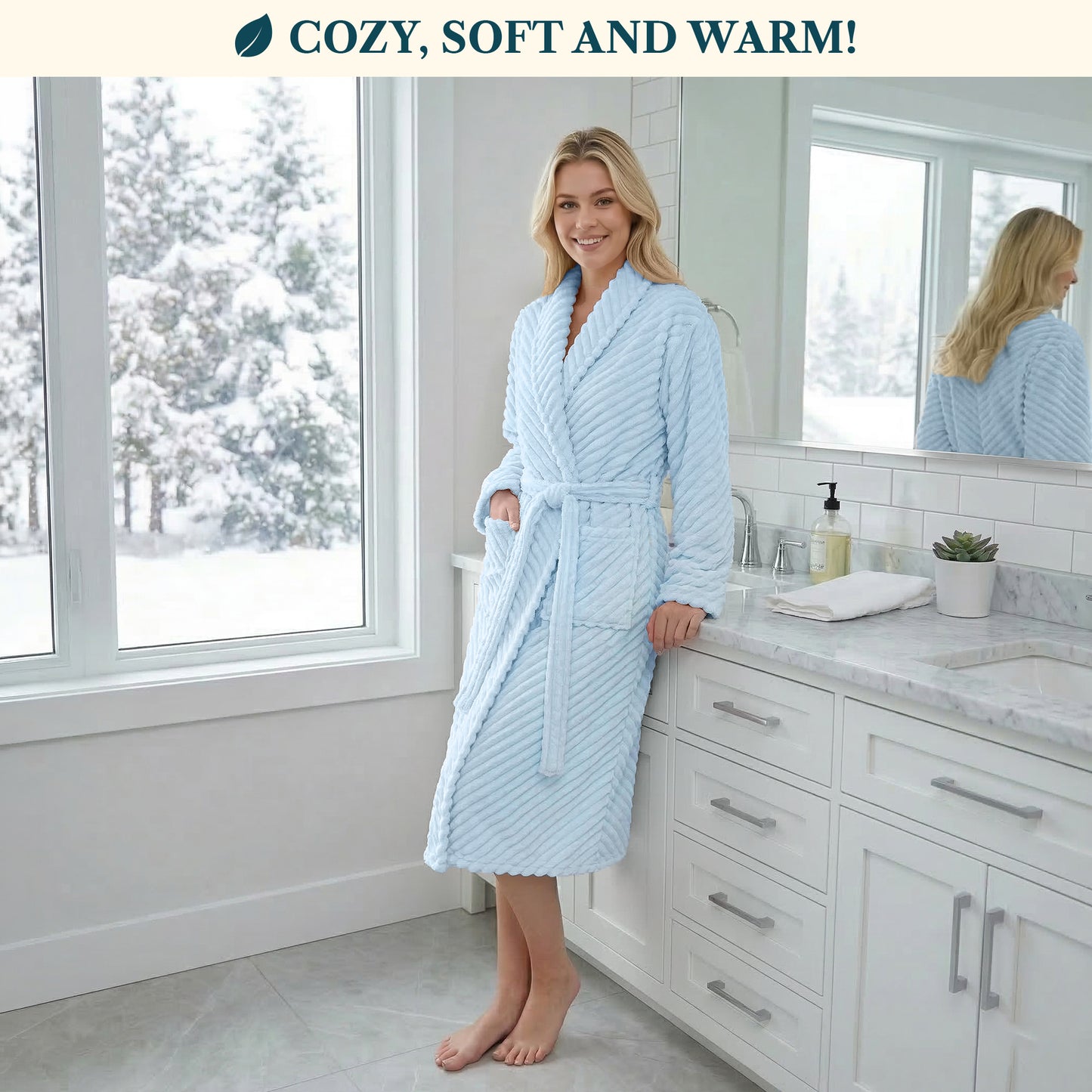 Women's Ribbed Fleece Robe