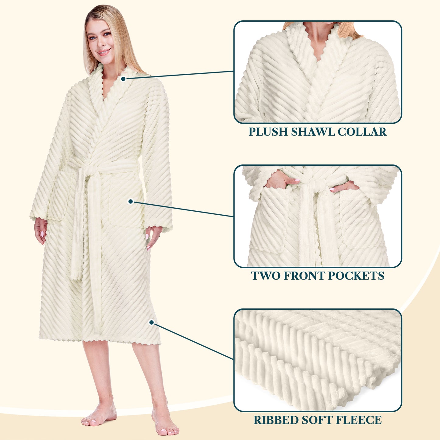 Women's Ribbed Fleece Robe
