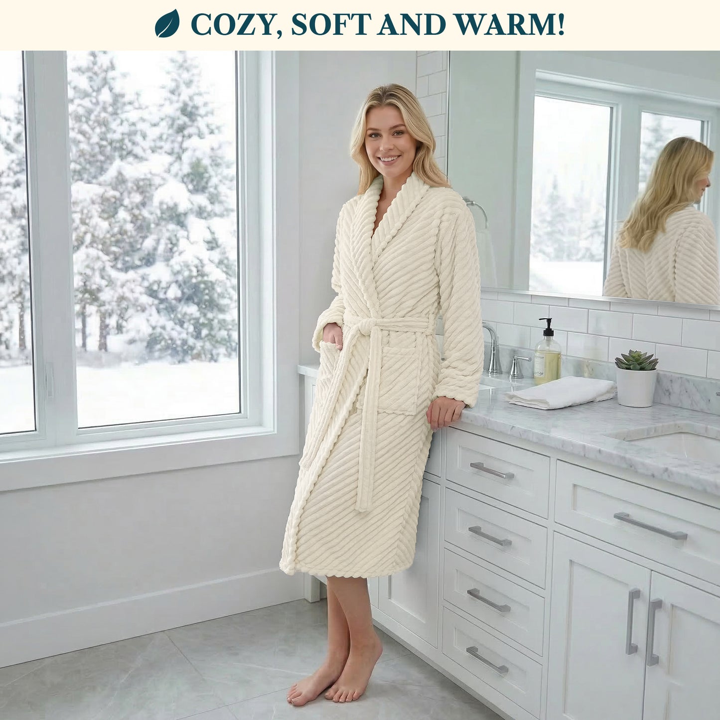 Women's Ribbed Fleece Robe