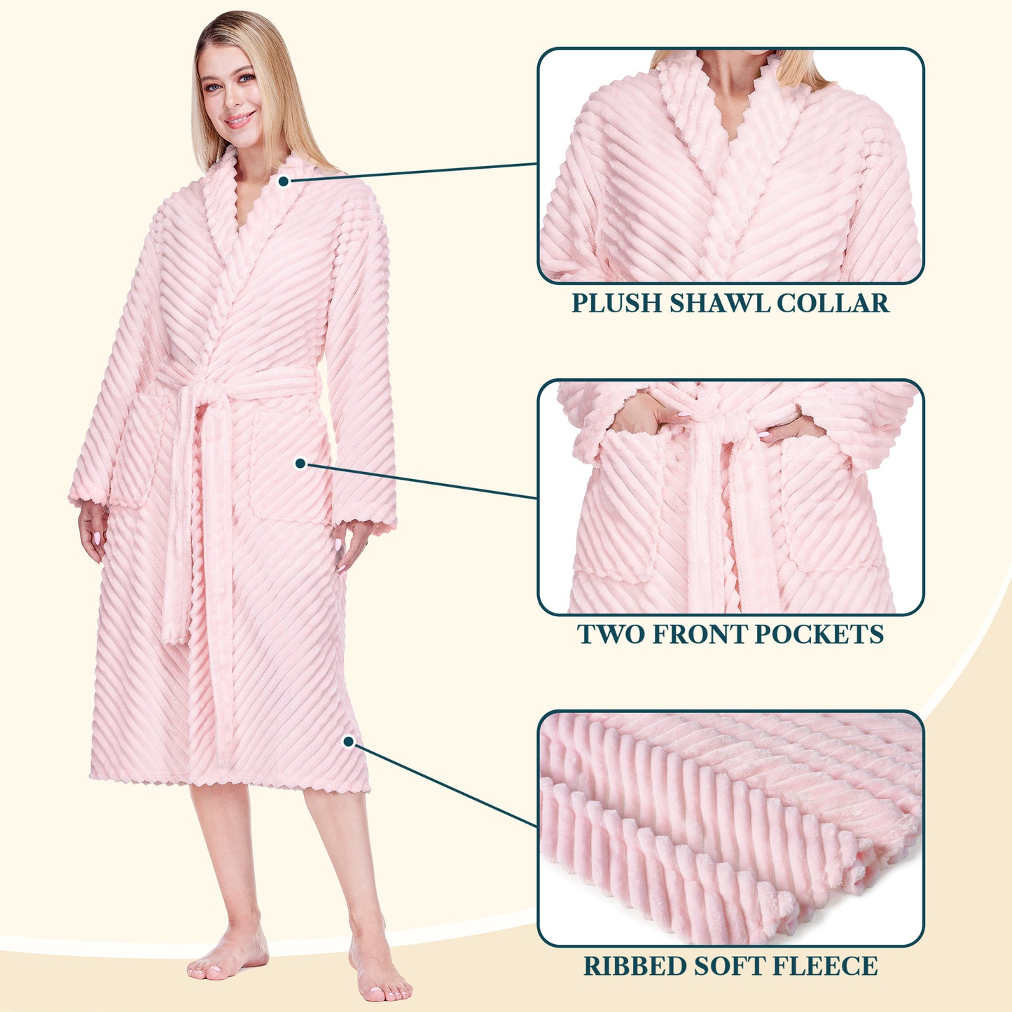 Women's Ribbed Fleece Robe