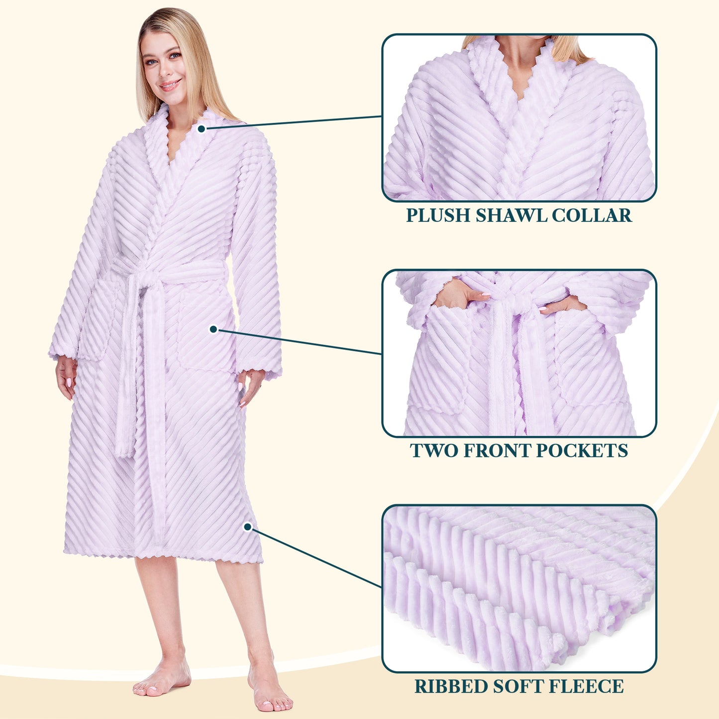 Women's Ribbed Fleece Robe