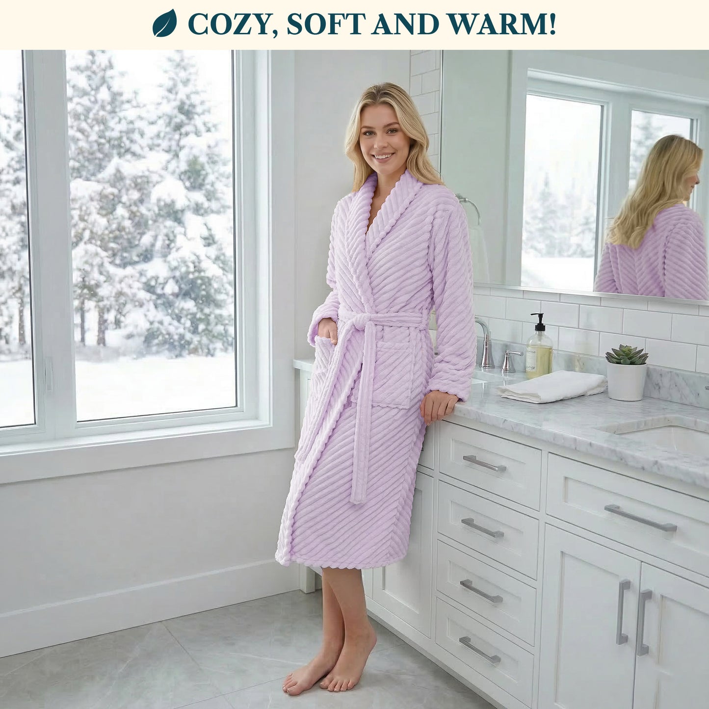 Women's Ribbed Fleece Robe