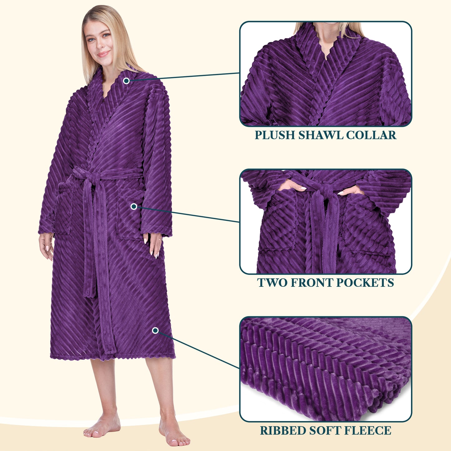 Women's Ribbed Fleece Robe