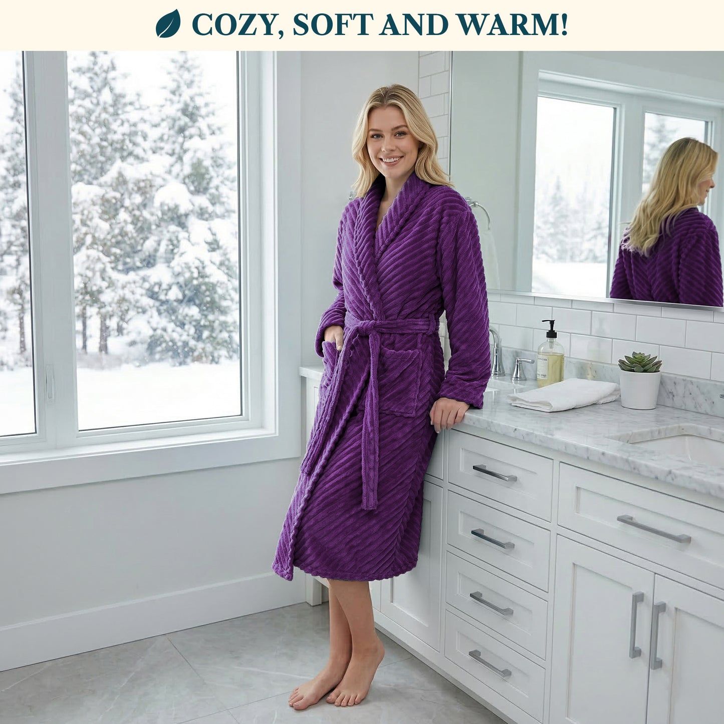 Women's Ribbed Fleece Robe