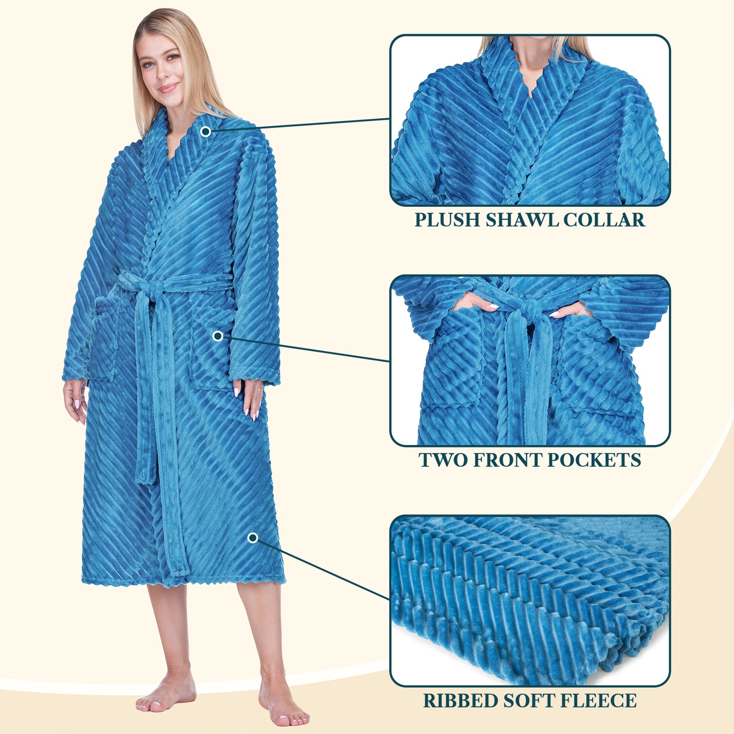 Women's Ribbed Fleece Robe