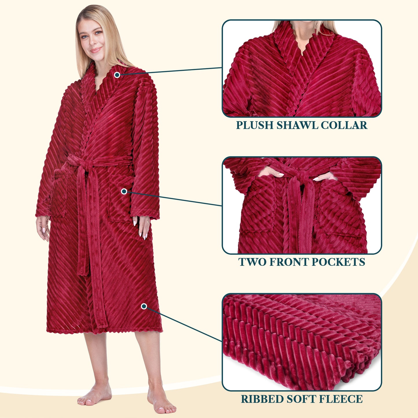 Women's Ribbed Fleece Robe