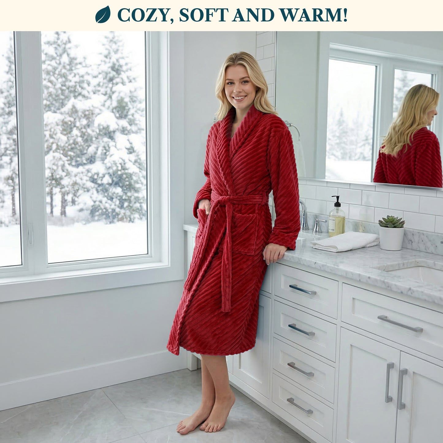 Women's Ribbed Fleece Robe