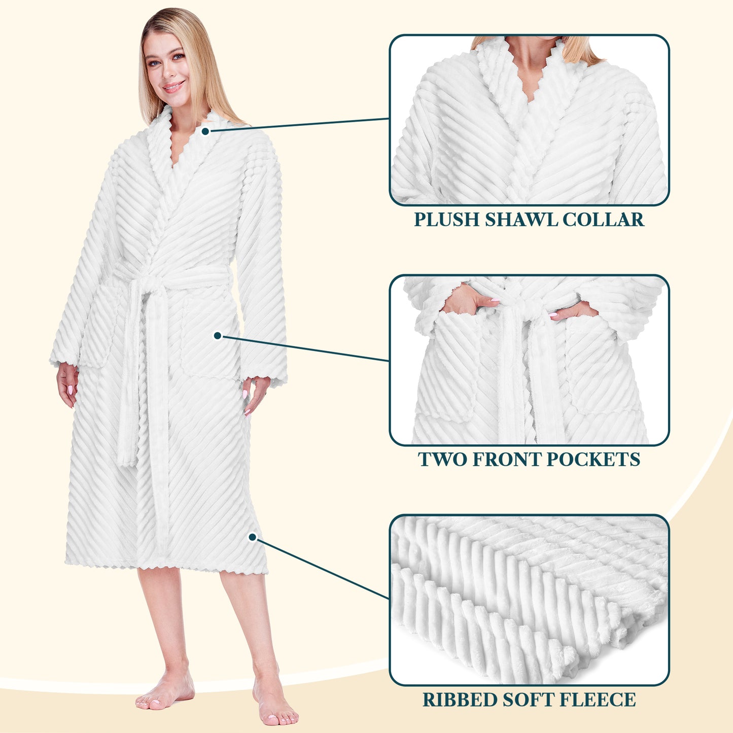 Women's Ribbed Fleece Robe