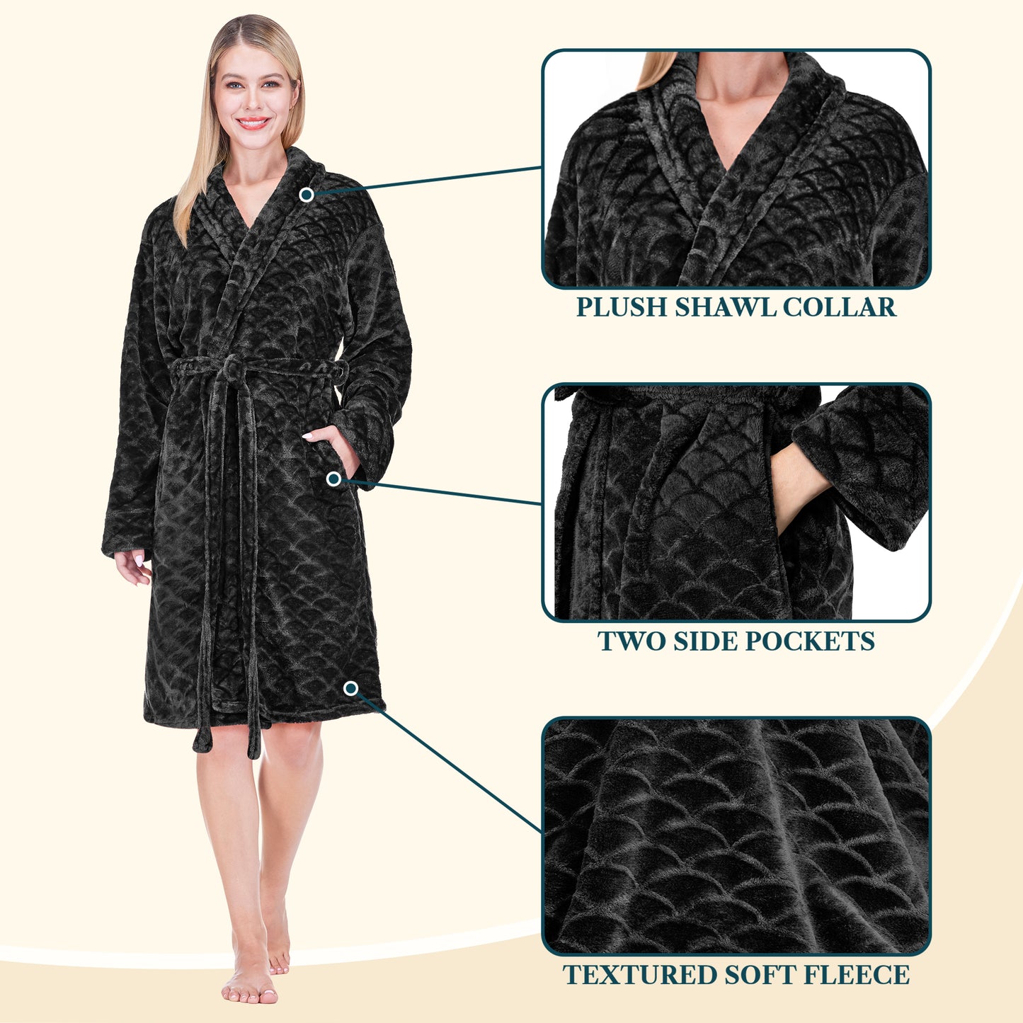 Women's Scallop Pattern Short Robe