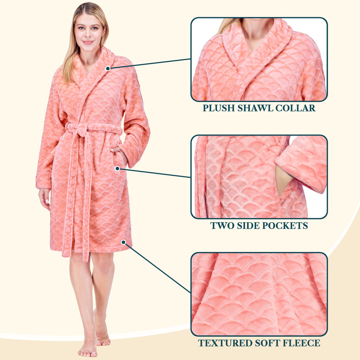 Women's Scallop Pattern Short Robe