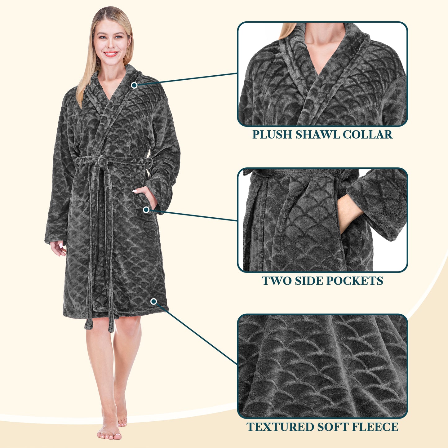 Women's Scallop Pattern Short Robe