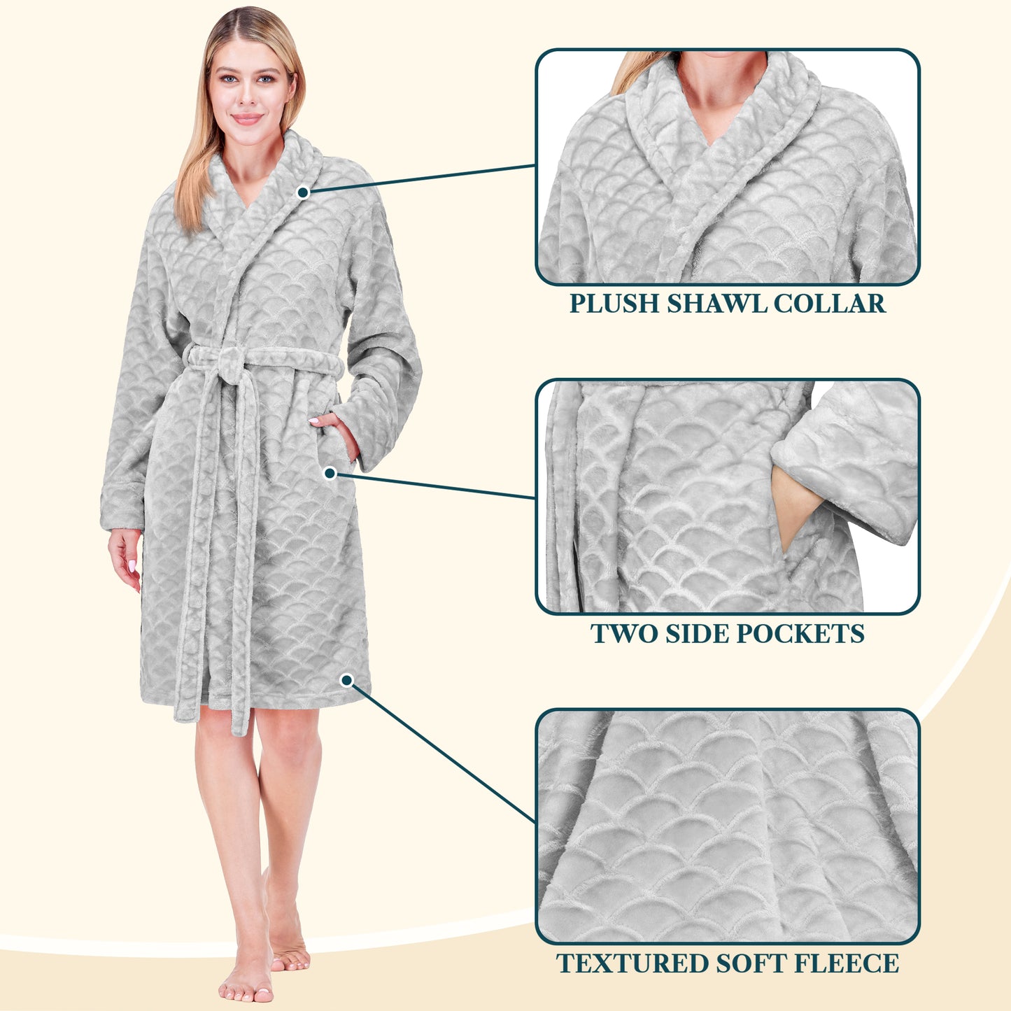Women's Scallop Pattern Short Robe