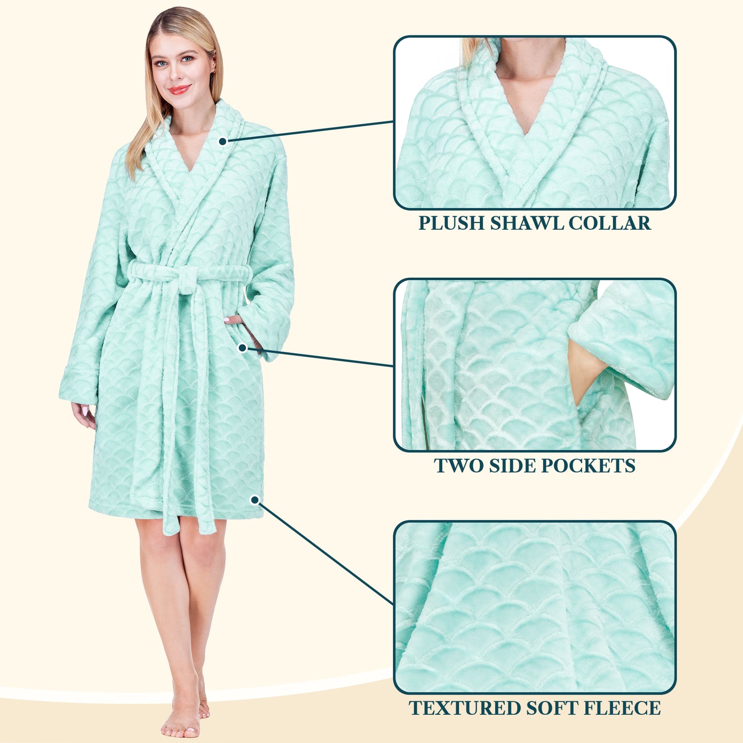Women's Scallop Pattern Short Robe