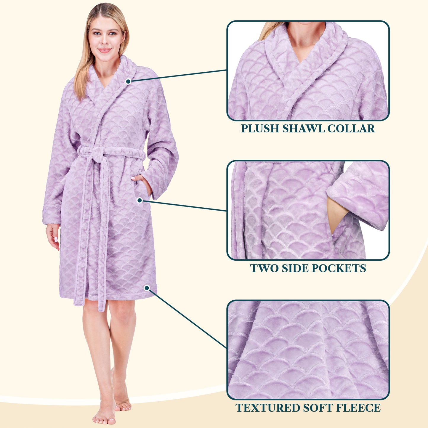 Women's Scallop Pattern Short Robe