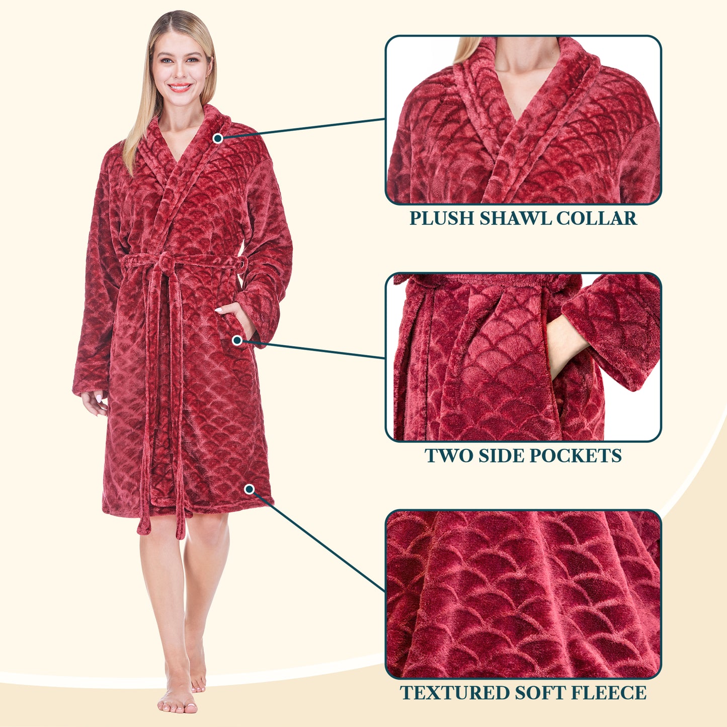Women's Scallop Pattern Short Robe