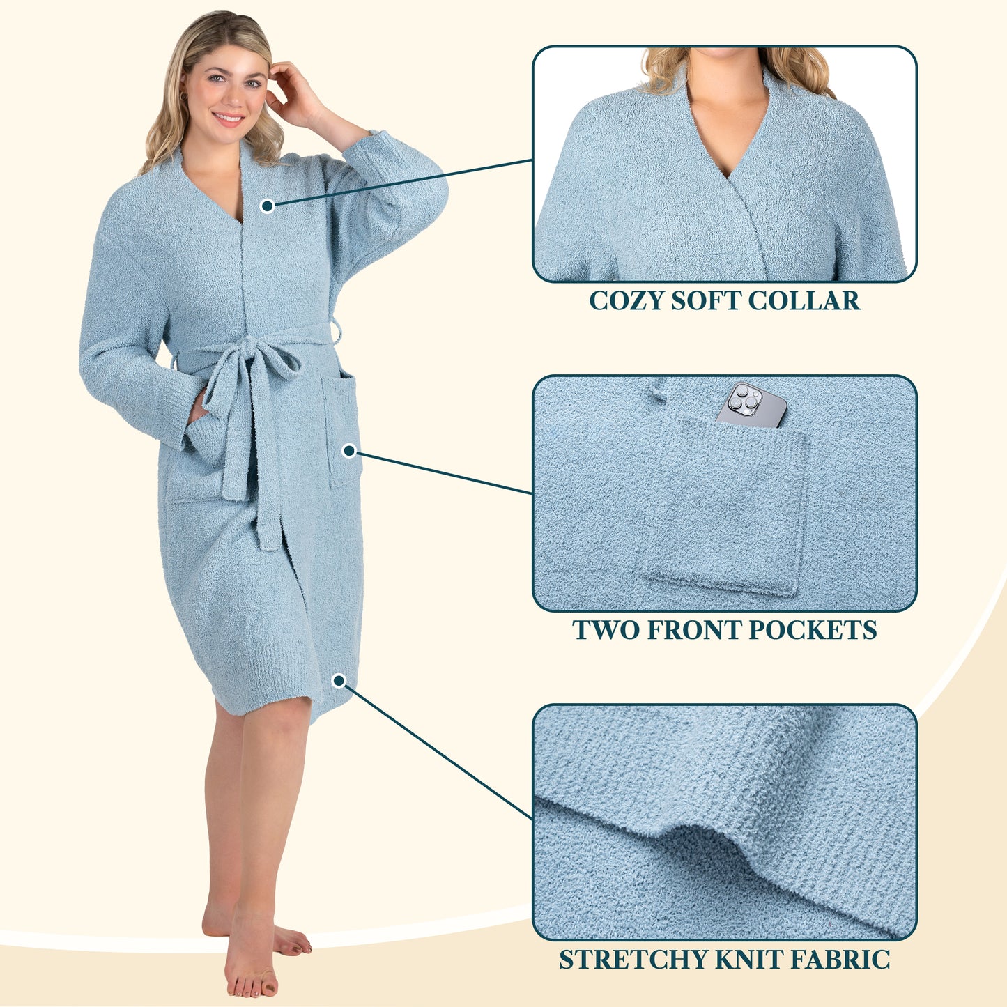 Women's Buttery Soft Knit Short Robe
