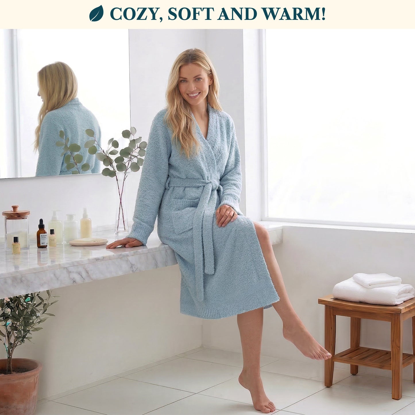 Women's Buttery Soft Knit Short Robe
