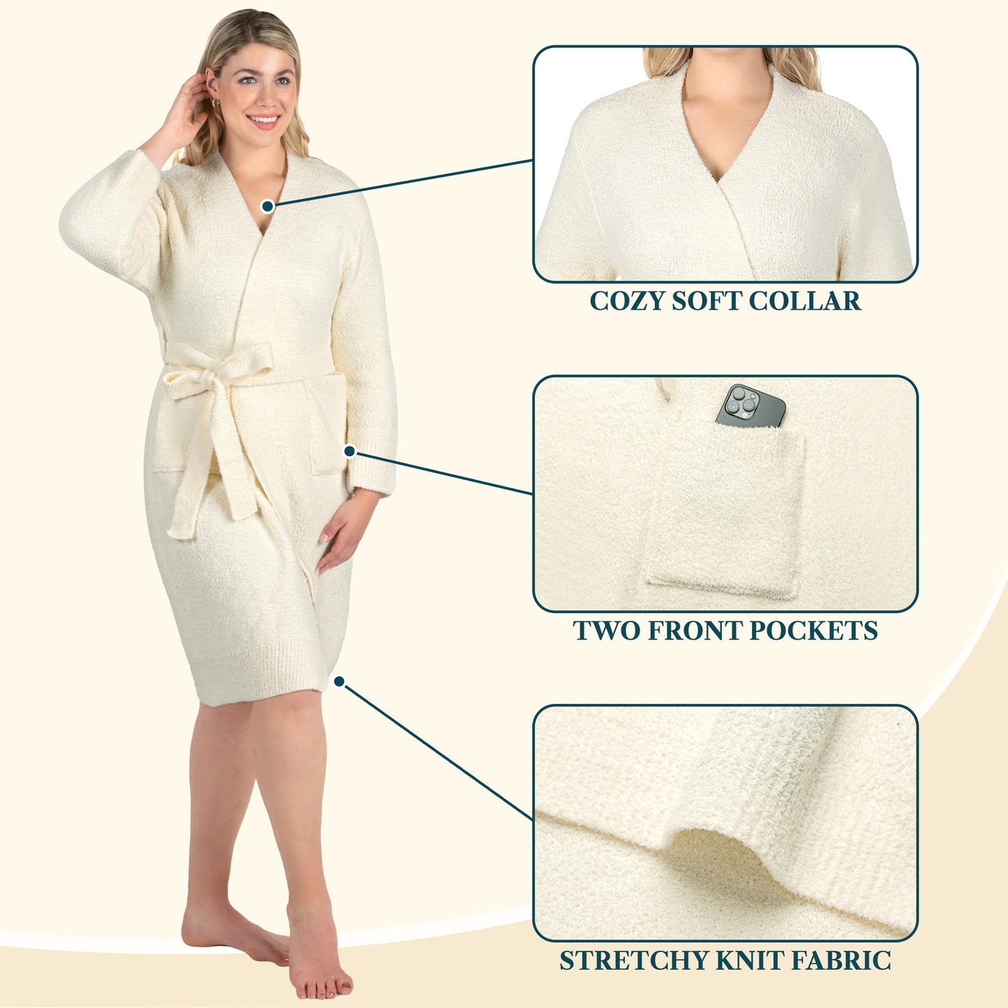 Women's Buttery Soft Knit Short Robe