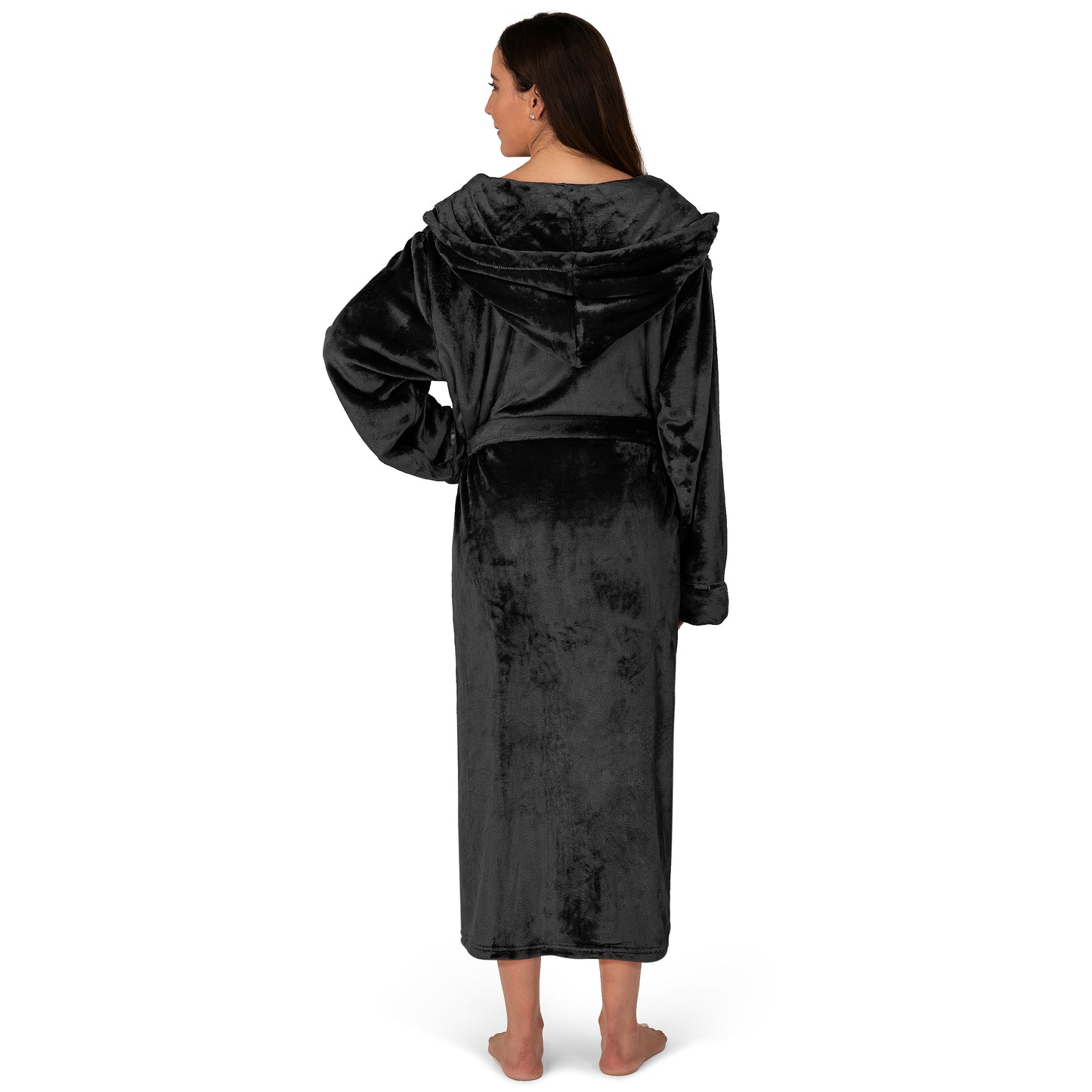 Women's Satin Trim Fleece Robe with Hood