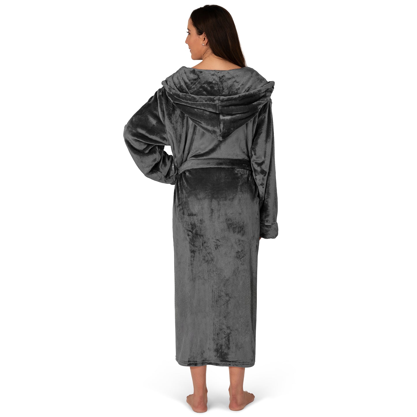 Women's Satin Trim Fleece Robe with Hood