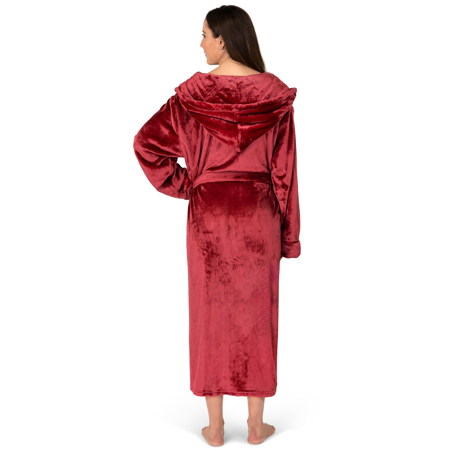 Women's Satin Trim Fleece Robe with Hood