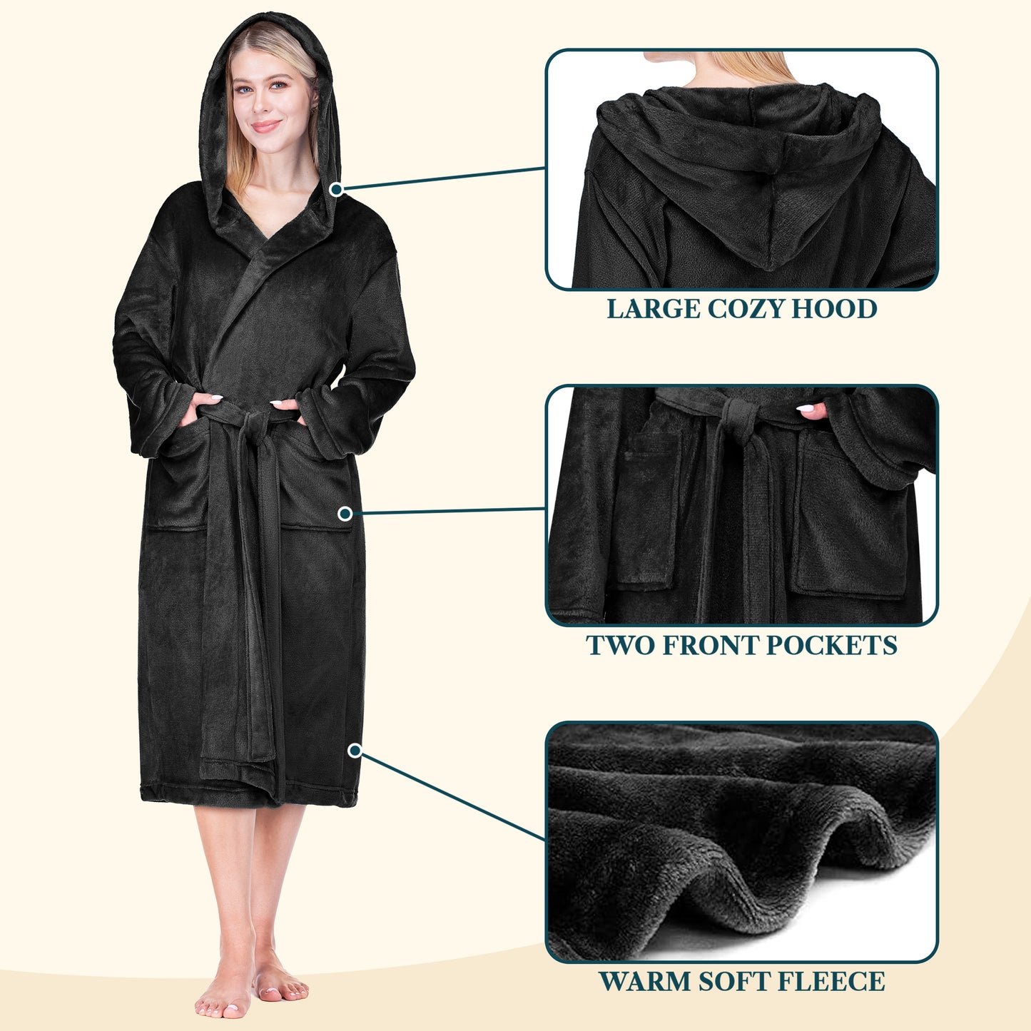 Women's Classic Fleece Robe with Hood