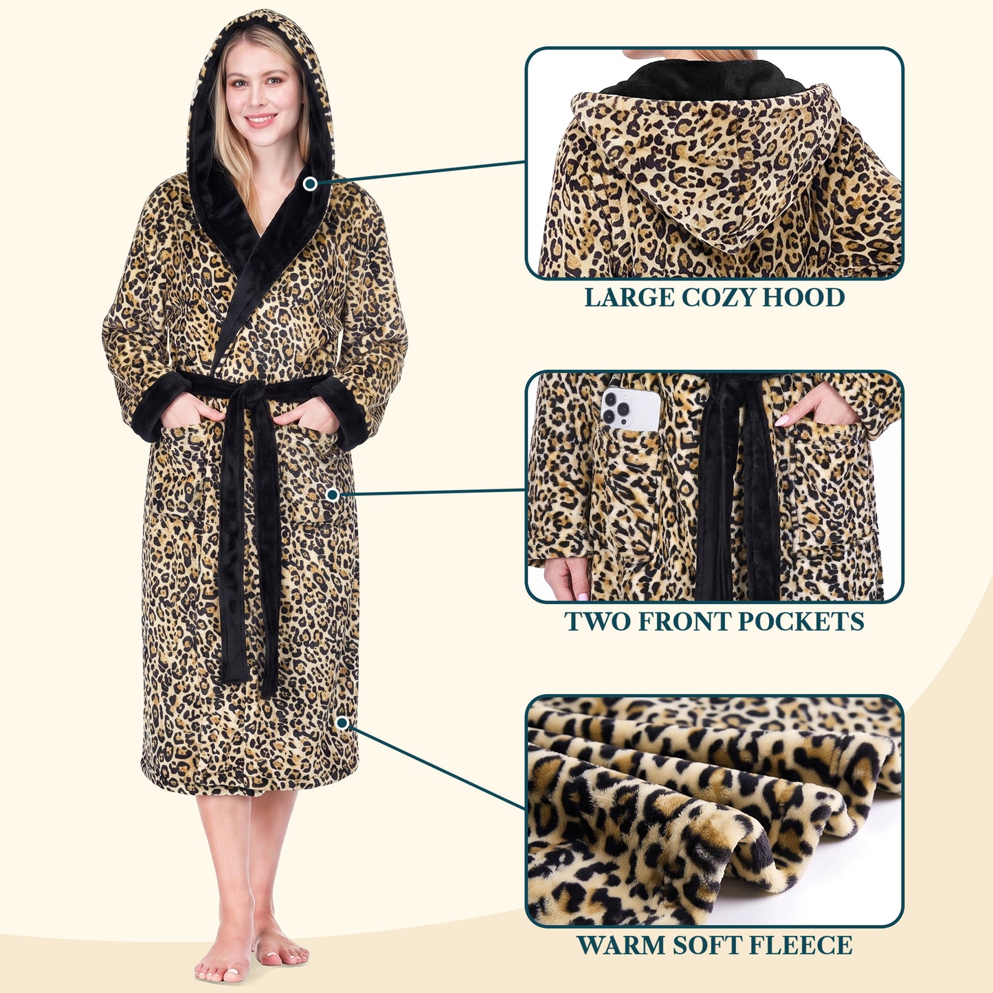 Women's Classic Fleece Robe with Hood