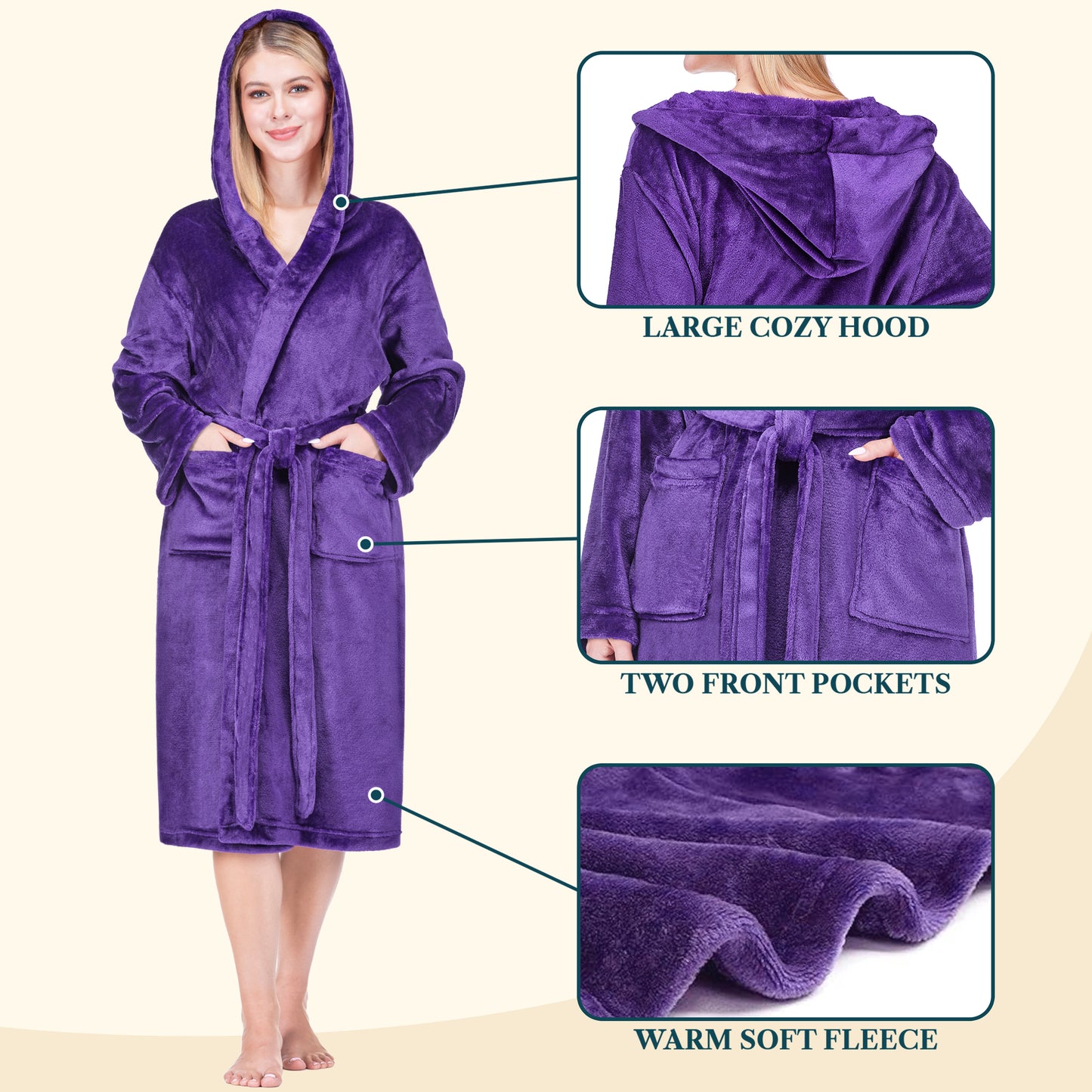 Women's Classic Fleece Robe with Hood