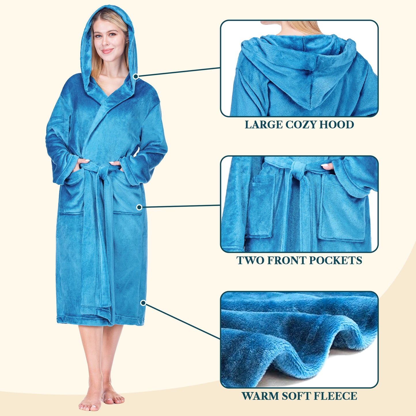 Women's Classic Fleece Robe with Hood