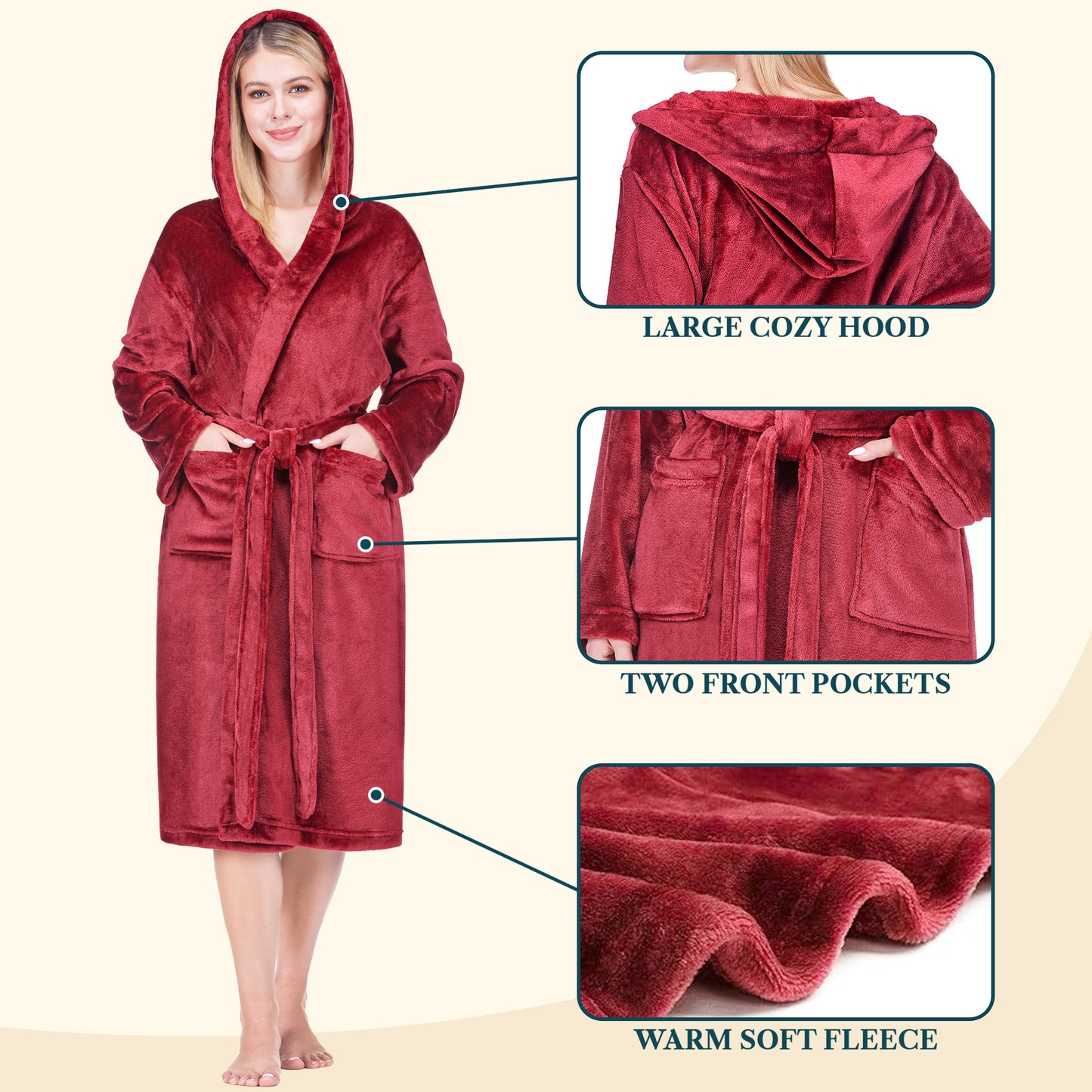 Women's Classic Fleece Robe with Hood