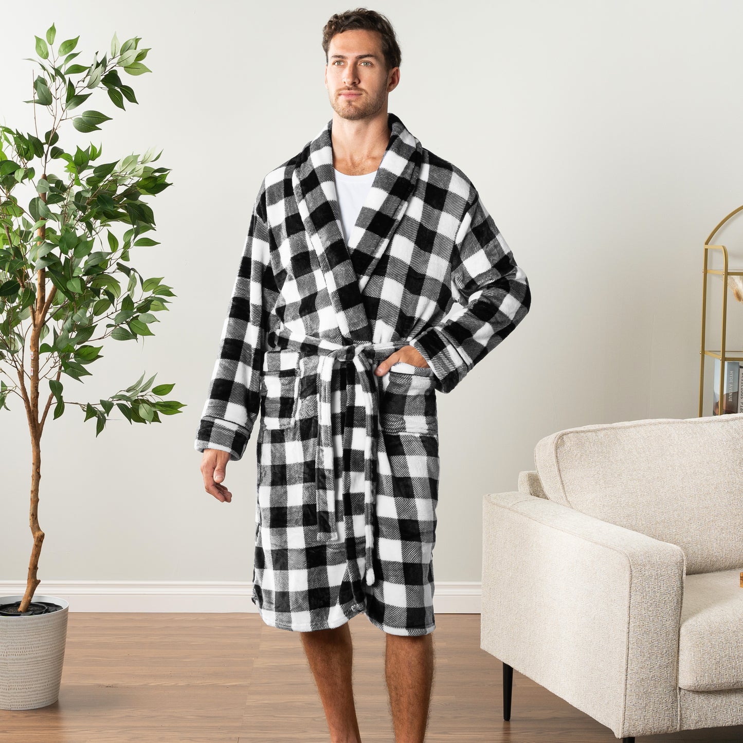 Men's Checkered Robe