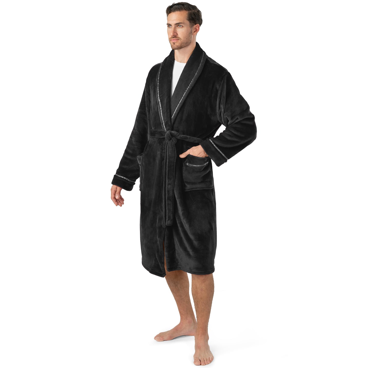 Men's Satin Trim Fleece Robe