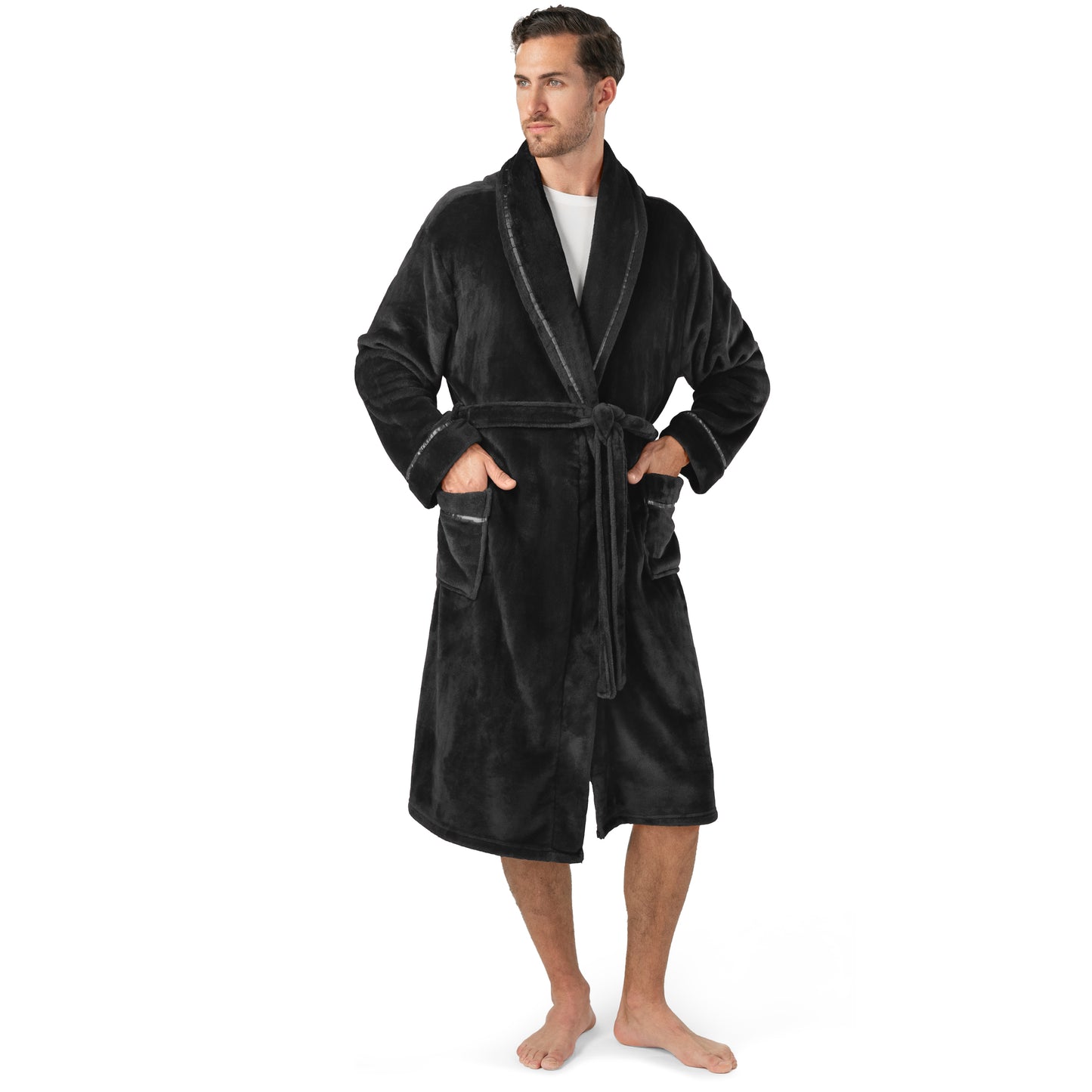 Men's Satin Trim Fleece Robe