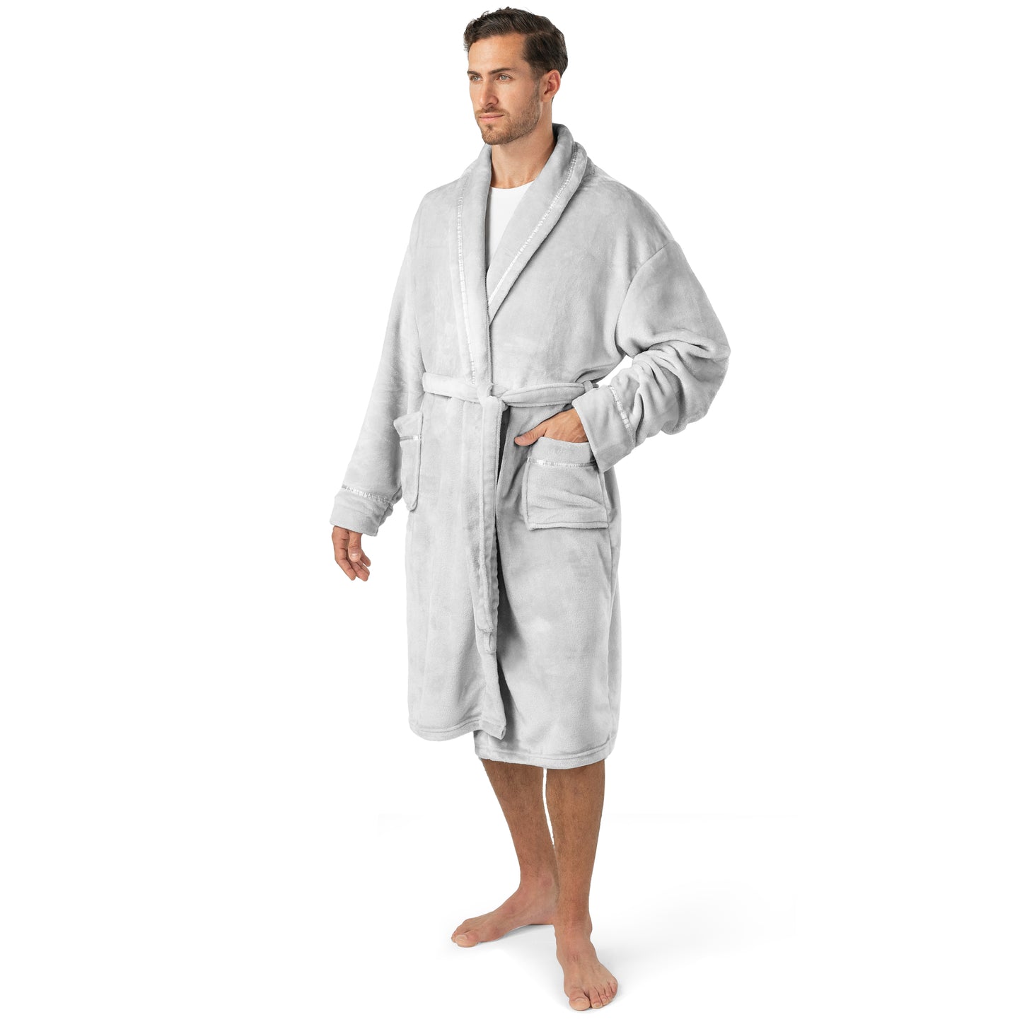 Men's Satin Trim Fleece Robe